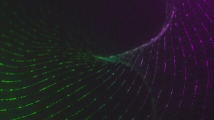 Wall Mural - Dual-Tone Green and Purple Digital Wave with Particles