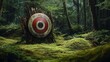 © Nobleart - Forest Target Circular Archery, Mossy Landscape, Nature Concept, Archery Target, Forest Background Archery, Nature Photography
