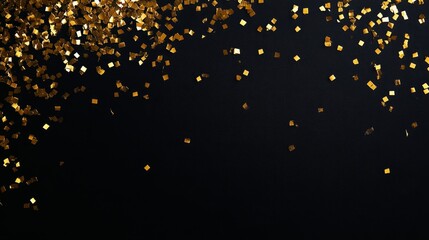 Black Canvas Adorned With Cascade of Shimmering Gold Confetti