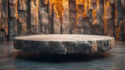 Wall Mural - Floating stone platform in a rocky cavern