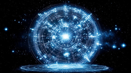 Wall Mural - cosmic portal to infinite dimensions revealing a universe of interconnected digital pathways and lig