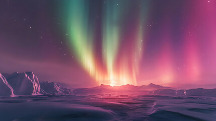 Wall Mural - a breathtaking aurora borealis illuminating the frozen landscape