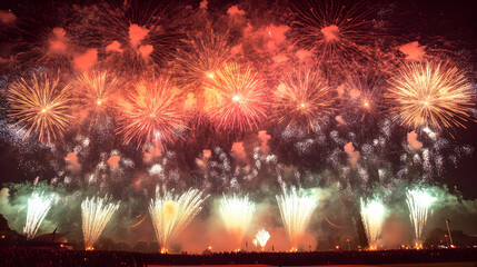 Canvas Print - a bright and colorful fireworks display lighting up the night sky