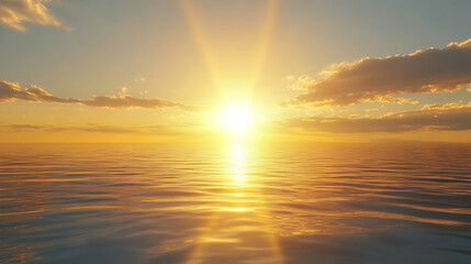 Wall Mural - a glowing golden sunrise over a peaceful ocean, radiating warmth and positivity