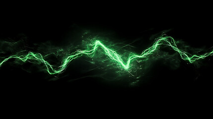 Wall Mural - electric green plasma burst abstract energy stream power discharge on black background artwork desig
