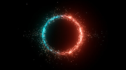 Wall Mural - electric ring portal with glowing particles and blue red energy flow in a mesmerizing swirl
