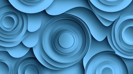 Wall Mural - Abstract blue layered paper circles and swirls background.