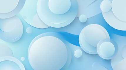 Wall Mural - Abstract background with pastel blue circles and wavy lines.