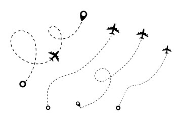 Wall Mural - plane with line and blank for text. continuous one line drawing illustration, airplane line path vec