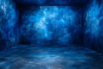 Wall Mural - Blue studio room background, textured walls