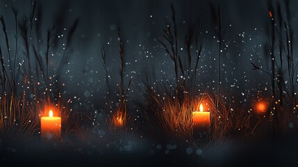 Wall Mural - A moody and atmospheric dark background with glowing neon bokeh, swirling mist, and tiny sparkling embers.