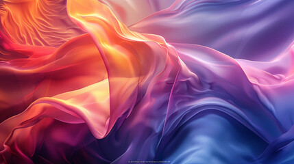 Wall Mural - A colorful, abstract painting of a wave with a pink and blue background