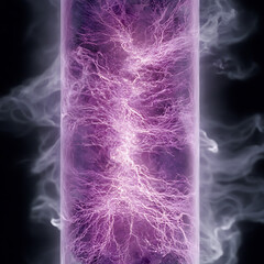 Wall Mural - ethereal cylinder of intertwined energy and smoky aura radiating a mysterious glow into the void