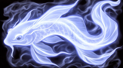 Wall Mural - ethereal fish spirit swimming in a dreamy underwater realm fantasy magical aquatic creature