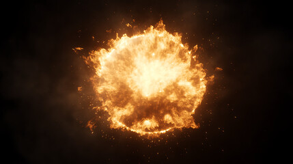 Wall Mural - fiery energy ball of light emanating powerfully and dynamically against a dark backdrop