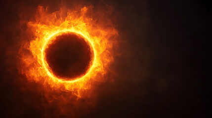 Wall Mural - fiery ring of fire around a dark planet cosmic phenomenon universe space galaxy illustration