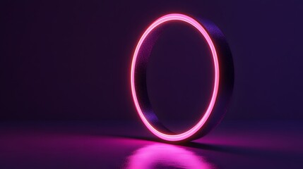 Wall Mural - a futuristic dark background with a neon ring