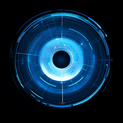 Wall Mural - futuristic blue tech eye hologram interface circular design innovation network communication