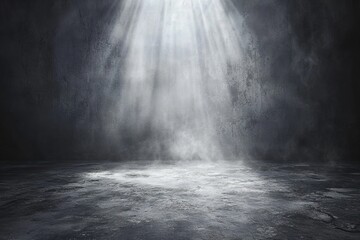 Wall Mural - Spotlight on dark concrete floor, grunge background, product display