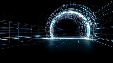 Wall Mural - Futuristic Technology Portal Connecting Dimensions in the Digital Space Realm of the Matrix