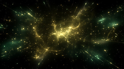 Wall Mural - golden light streaks and sparks in a dynamic abstract sci-fi composition with energetic visuals