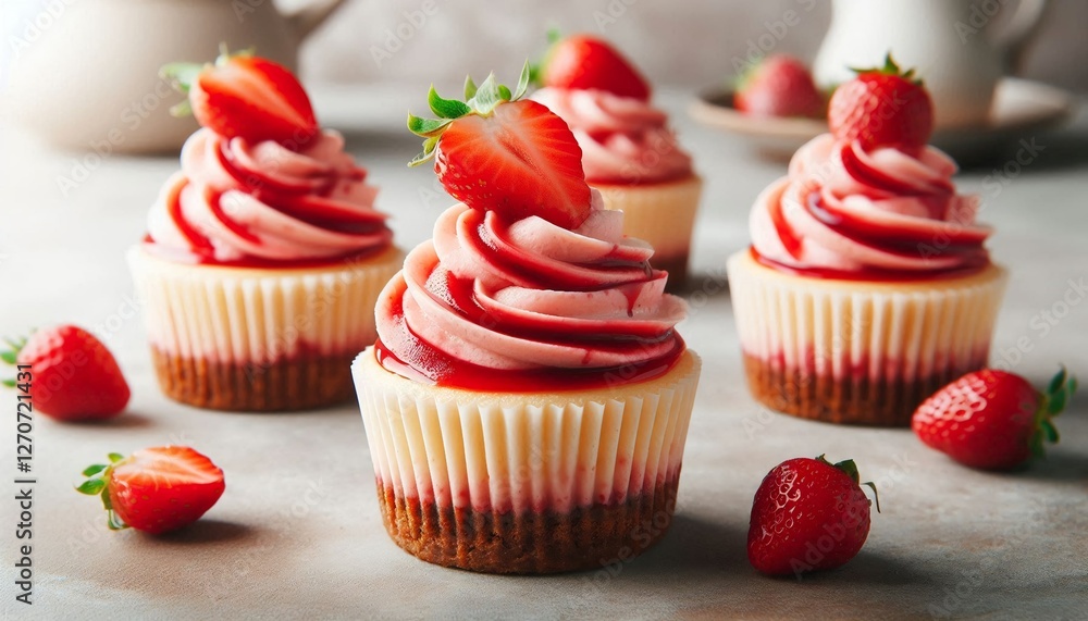 Sweet Strawberry Bliss: Cupcakes with a Berry Twist Stock Photo | Adobe ...