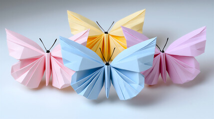 Poster -  pastel origami butterfly garland