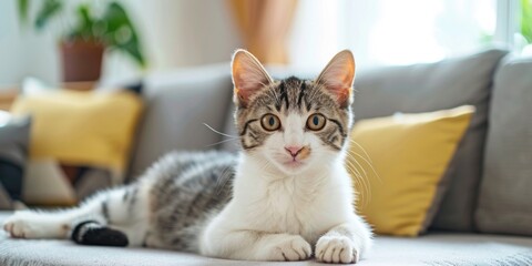 Naklejka na meble a curious cat in living room
