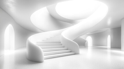 Wall Mural - Modern Spiral Staircase in White Interior