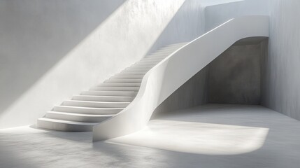 Wall Mural - Modern white stairs in a sunlit interior