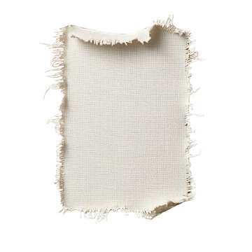 Ripped torn concept. Frayed fabric piece with a blank canvas ready for design or art applications.