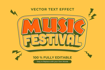 Wall Mural - Editable Music Festival Text Effect Vector Graphic Design Template