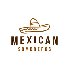 sombrero hat simple logo line art design vector template illustration