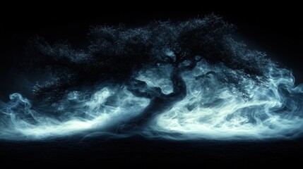 Wall Mural - Mystical Tree Enveloped by Smoke