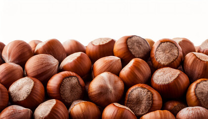 Fototapete - Background featuring hazelnut texture, highlighting their smooth surface and rich brown color. Perfect for healthy snacks, baking, or natural food themes. Texture, background.