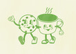 © Westend61 - Vintage groovy style illustration of cookie and coffee