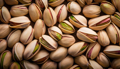 Fototapete - Background featuring pistachio texture, showcasing their smooth surface and pale green color. Ideal for healthy snacks, baking, or natural food concepts. Texture, background.