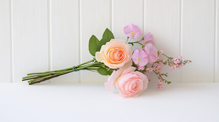 Poster -  pastel pink sweet pea and rose bouquet