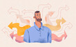 © Westend61 - Illustration of a man surrounded by arrows symbolizing different life paths and choices
