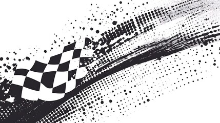 Poster - Checkered flag graphic with halftone effects. Suitable for race themes or competition concepts