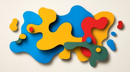 Wall Mural - abstract colorful shapes forming pattern on cream backdrop. for art, design, tech use