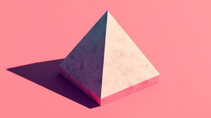 Wall Mural - pyramid on pink backdrop with shadow. architectural, geometry, abstract. stock use