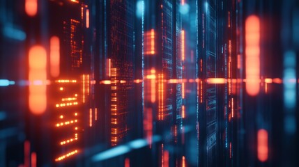 Digital data stream, futuristic network, glowing code, abstract background, tech concept