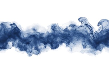 Wall Mural - blue smoke swirls on white backdrop for abstract artwork or effect creation