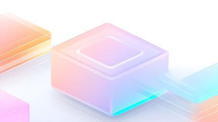 Wall Mural - Pastel Gradient Isometric Cubes Design Floating with Soft Light and Clean Arrangement