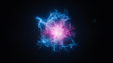 Wall Mural - pulsating energy field of blue and pink radiance with dynamic electrical discharge effect