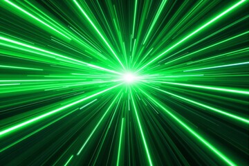 Wall Mural - green light burst with dynamic rays on dark background.