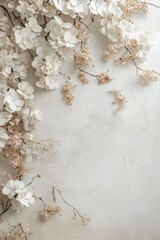 Wall Mural - Elegant white flower arrangement against a textured wall for stylish decor