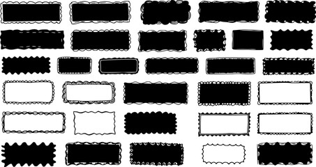 Squiggle frame, wavy border, collection of hand drawn, decorative borders, black and white frames, abstract frame designs