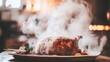 © Windi - Steaming roasted chicken, restaurant kitchen, warm lighting, food photography